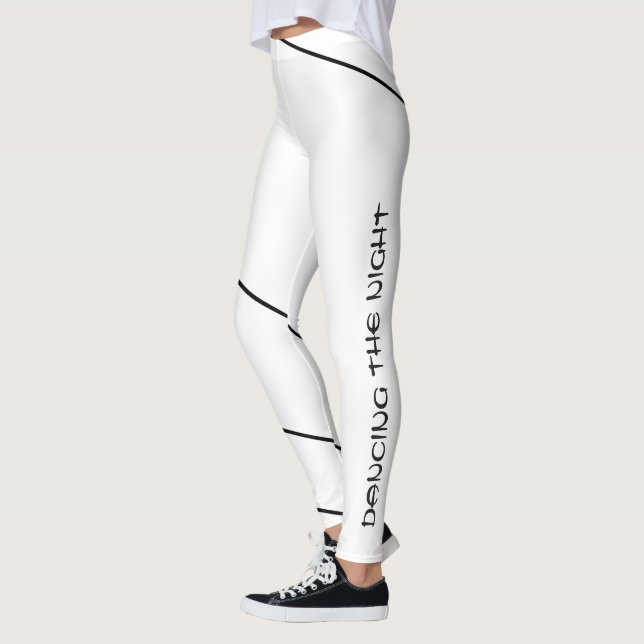 Dancing Refined Black Minimal Enveloping Line Art  Leggings (Vänster)