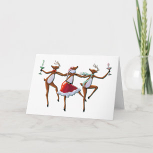 DANCING REINDEER by SHARON SHARPE Helgkort