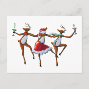 DANCING REINDEER by SHARON SHARPE Vykort
