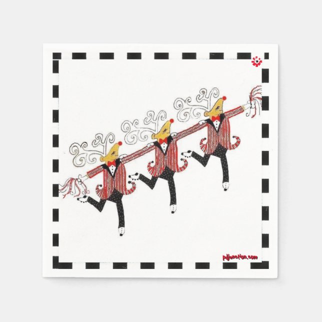Dancing Reindeer Cocktail Napkins Pappersservett (Framsidan)
