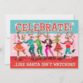 Dancing Reindeer Conga-inbjudan till julfest Inbjudningar