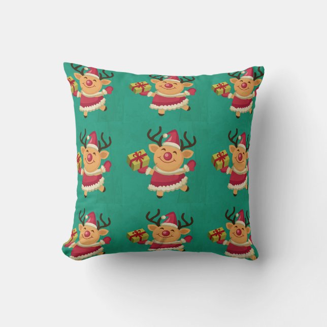 Dancing Reindeer Pillow Kudde (Framsida)