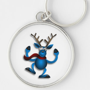 DANCING REINDEER RUND SILVERFÄRGAD NYCKELRING