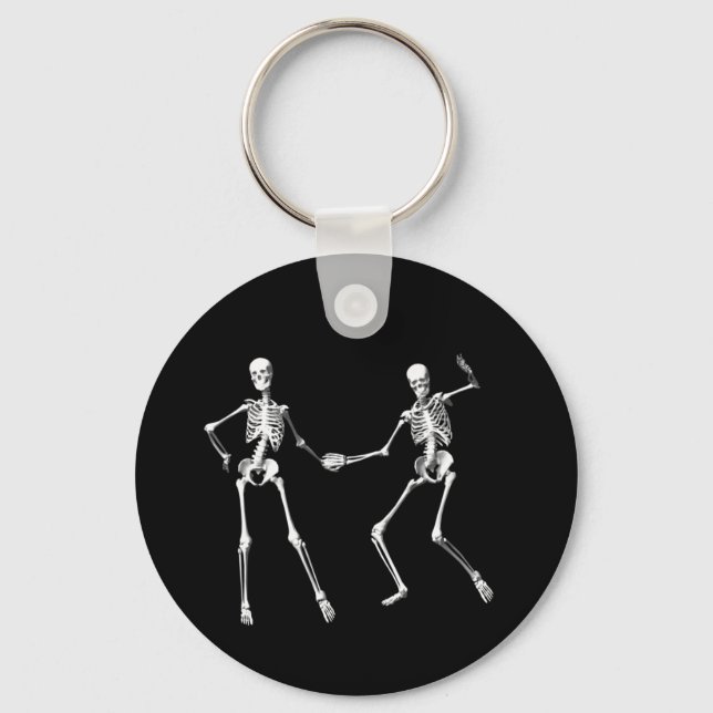 Dancing Retro Skeletons Keychain Nyckelring (Framsida)