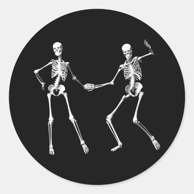 Dancing Retro Skeletons Sticker Runt Klistermärke (Framsida)