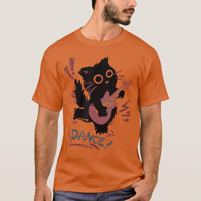 Dancing Rock Cat Electric Guitar Funny Cat Music B T Shirt (Framsida)