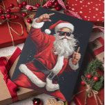 Dancing Rocker Santa Helgkort<br><div class="desc">Den här designen skapades genom digital grafik. Den kan vara personlig i det område som tillhandahålls genom att ändra fotot och/eller text. Du kan också anpassa den genom att klicka för att anpassa ytterligare alternativ och ta bort eller ändra bakgrunden i färg, lägga till text, ändra texten färg eller stil...</div>