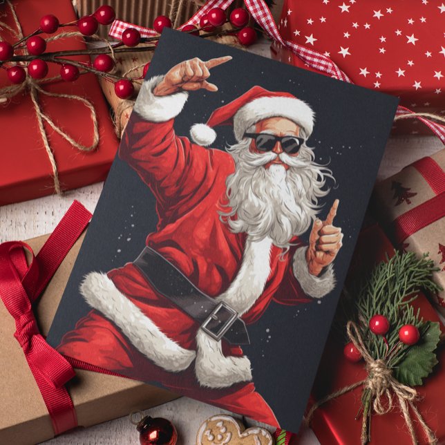 Dancing Rocker Santa Helgkort (Skapare uppladdad)
