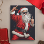 Dancing Rocker Santa Julkort<br><div class="desc">Den här designen skapades genom digital grafik. Den kan vara personlig i det område som tillhandahålls genom att ändra fotot och/eller text. Du kan också anpassa den genom att klicka för att anpassa ytterligare alternativ och ta bort eller ändra bakgrunden i färg, lägga till text, ändra texten färg eller stil...</div>
