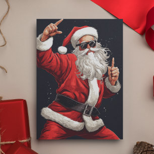 Dancing Rocker Santa Julkort