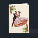Dancing Romantic Couple med Mistletoe & Holly Kort<br><div class="desc">Ett romantiskt,  dansande par ramlade med mistletoe och holly i hörnen,  på en ljusbeige bakgrund. "Möt mig under mistletoe!" hälsning inne. God jul till min kärlek." är ett mallobjekt och kan ändras till ett personligt meddelande till din speciella någon.</div>