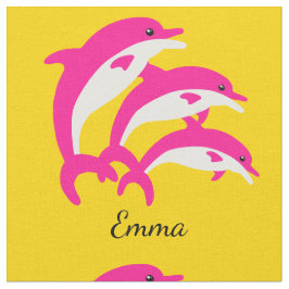 Dancing Rosa Dolphins Tyg