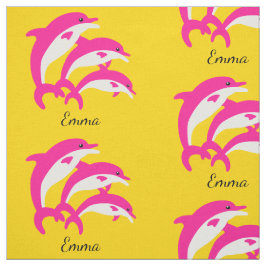 Dancing Rosa Dolphins Tyg