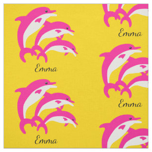 Dancing Rosa Dolphins Tyg