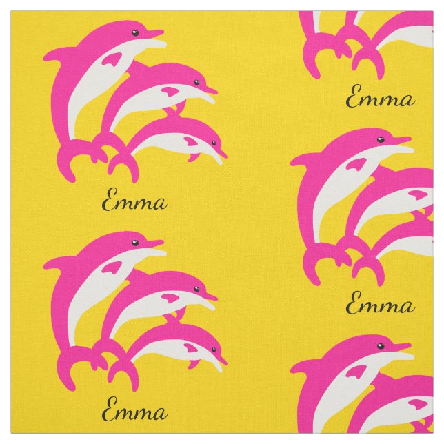 Dancing Rosa Dolphins Tyg (Provkarta)