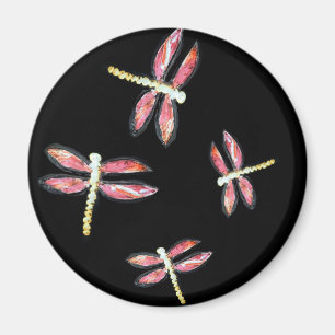 Dancing Rosa Dragonfly Magnet