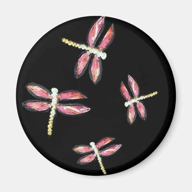 Dancing Rosa Dragonfly Magnet (Framsidan)
