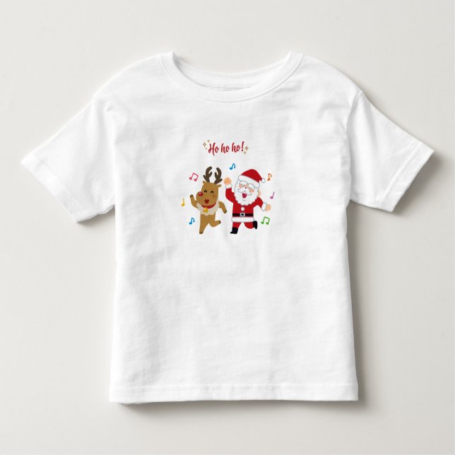  Dancing Santa and Reindeer Christmas Party T Shirt (Framsida)