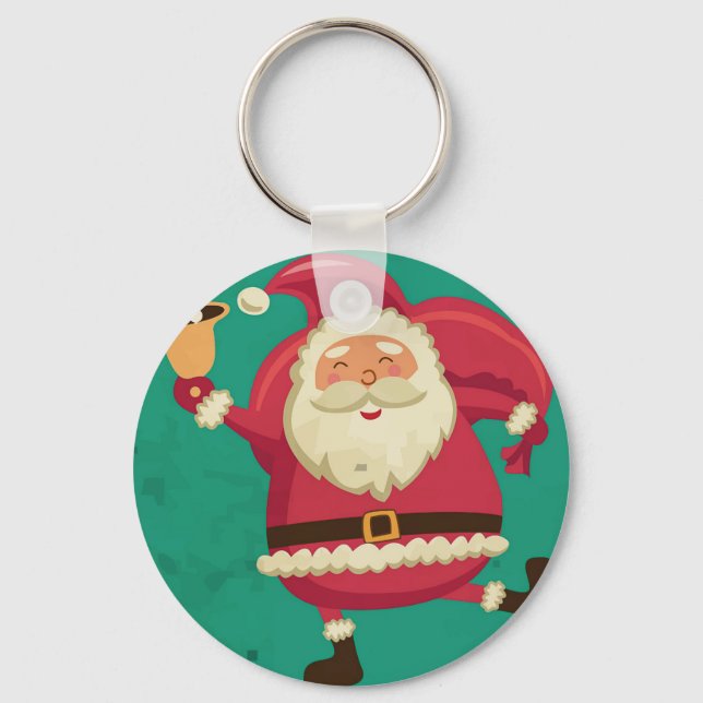 Dancing Santa Button Keychain Nyckelring (Framsida)
