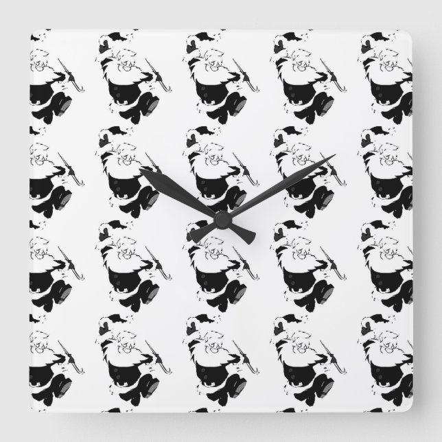 ’DANCING SANTA’ CHRISTMAS CLOCK FYRKANTIG KLOCKA (Framsida)