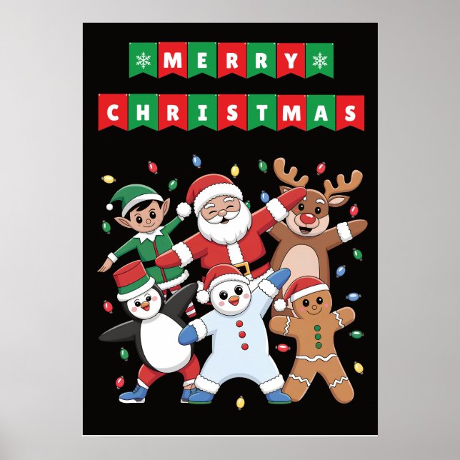 Dancing Santa Elf och Helgdag vänner Poster (Framsidan)