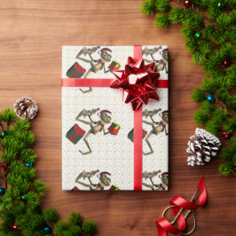 Dancing Santa Frog Wrapping Papper Presentpapper