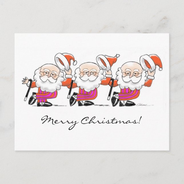 Dancing Santas vycard Helg Vykort (Framsida)