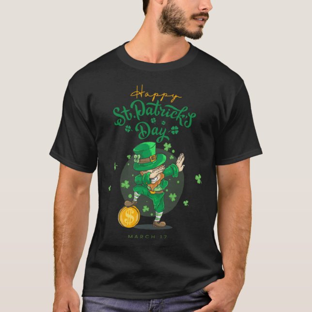 Dancing Shamrock Ireland Vintage distressed green T Shirt (Framsida)