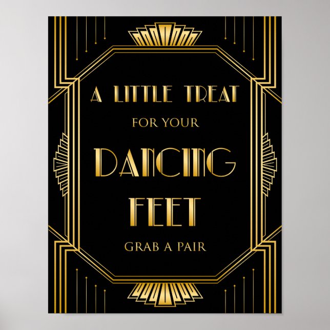 Dancing Shoes Bröllop Sign | Gatsby Art Deco Poster (Framsidan)