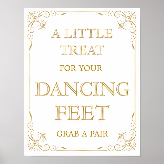 Dancing Shoes Bröllop Sign | Gatsby Art Deco Poster (Framsidan)