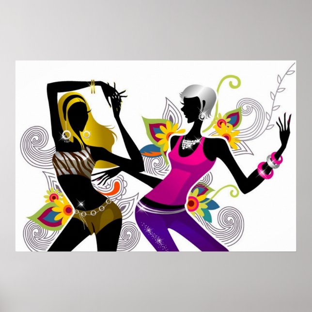 Dancing Silhouette Girls Poster (Framsidan)