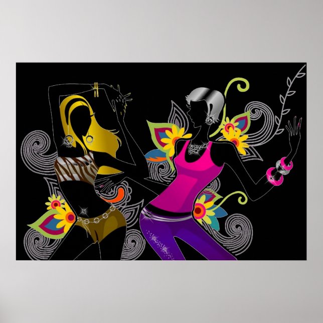 Dancing Silhouette Girls Poster (Framsidan)