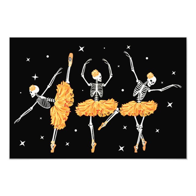 Dancing Skeleton Ballerina Ballet Dance Halloween Fototryck (Framsidan)