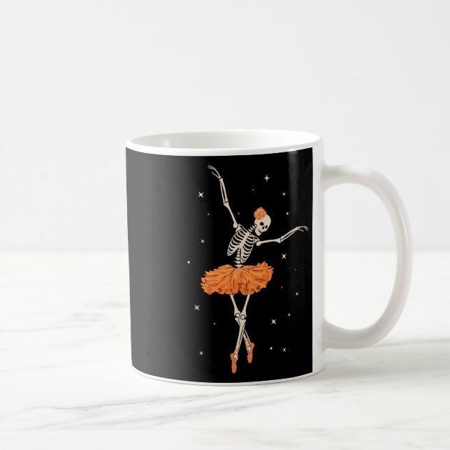 Dancing Skeleton Ballerina Ballet Dance Halloween Kaffemugg (Höger)