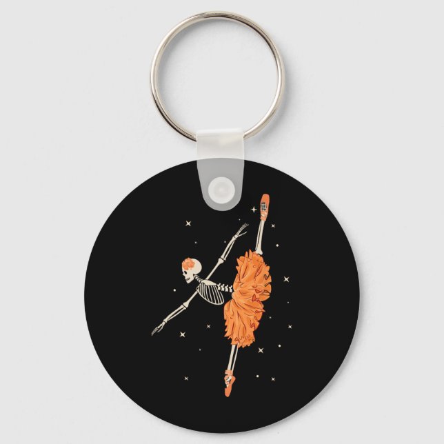 Dancing Skeleton Ballerina Ballet Dance Halloween Nyckelring (Framsida)