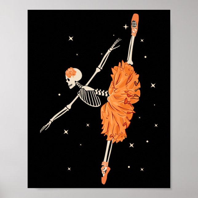 Dancing Skeleton Ballerina Ballet Dance Halloween Poster (Framsidan)