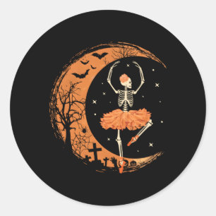 Dancing Skeleton Ballerina Ballet Dance Halloween Runt Klistermärke