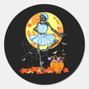 Dancing Skeleton Ballerina Ballet Dance Halloween Runt Klistermärke