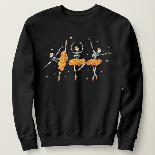 Dancing Skeleton Ballerina Ballet Dance Halloween T Shirt (Design framsida)