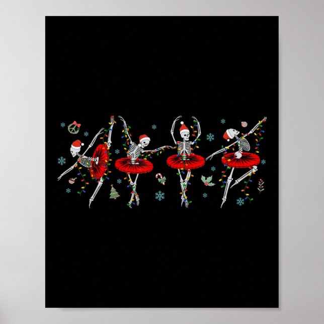 Dancing Skeleton Ballet Ballerina Jul Girls Poster (Framsidan)