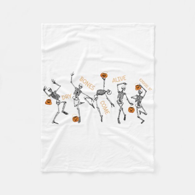 Dancing Skeleton Bible Verse Dry Bones Kom Alive Fleecefilt (Framsidan)