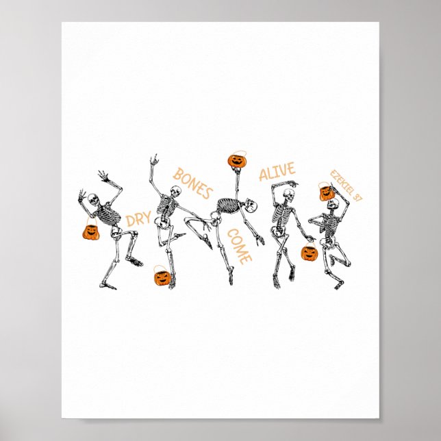 Dancing Skeleton Bible Verse Dry Bones Kom Alive Poster (Framsidan)