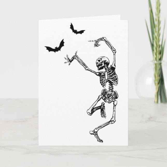 Dancing Skeleton Birthday Kort (Framsida)