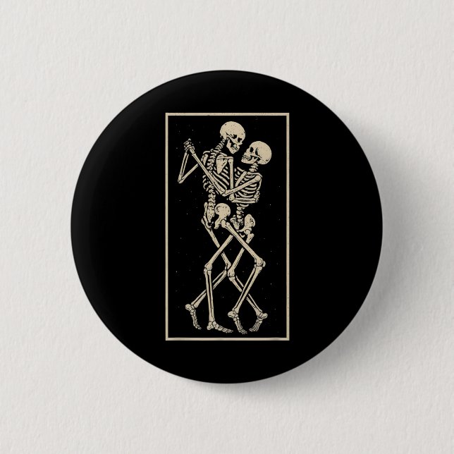 Dancing Skeleton Couple - Romantic Gothic Hallowee Knapp (Framsida)