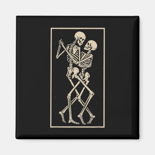 Dancing Skeleton Couple - Romantic Gothic Hallowee Magnet (Framsidan)