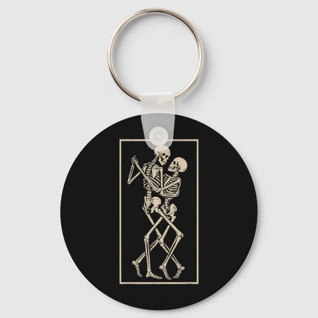 Dancing Skeleton Couple - Romantic Gothic Hallowee Nyckelring (Framsida)