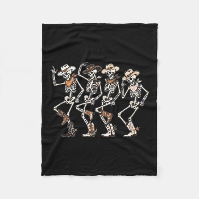 Dancing Skeleton Cowboys Westernare Land Rodeo Hal Fleecefilt (Framsidan)