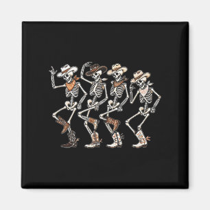 Dancing Skeleton Cowboys Westernare Land Rodeo Hal Magnet