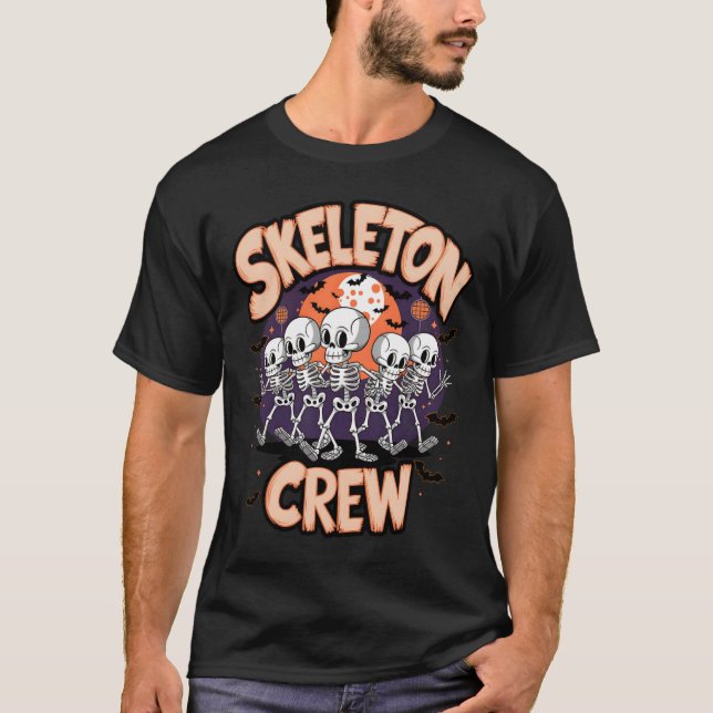 Dancing Skeleton Crew Halloween fest Roligt Spooky T Shirt (Framsida)