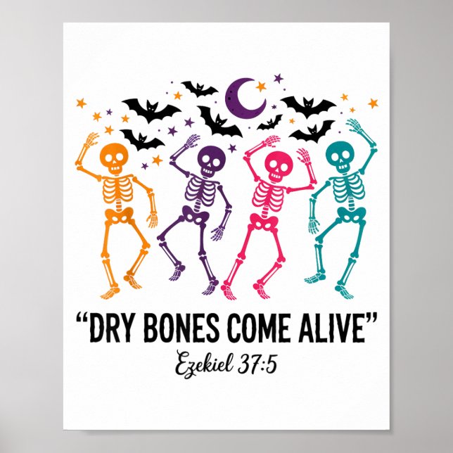 Dancing Skeleton Dry Bones Come Alive Christian Ha Poster (Framsidan)